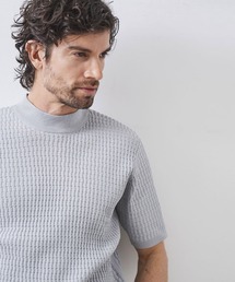 g-stage（ジーステージ）の「ブリスター ジャガード 半袖 モックネック ニット（ニット/セーター）」