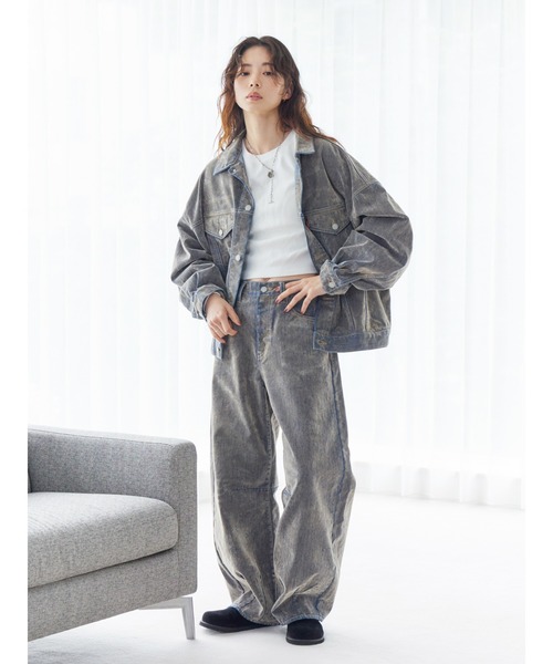 Ungrid(アングリッド)の「フロッキー起毛カーブデニム(デニムパンツ・レディース・ベージュ/ブラック・26inch/25inch/24inch)」の7枚目の写真