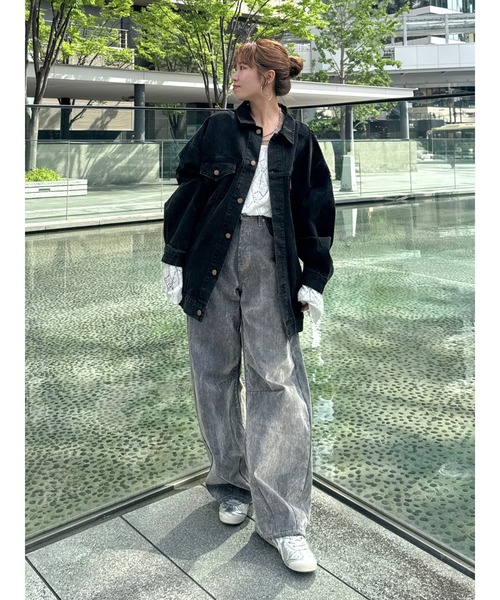 アングリッド　フロッキー起毛カーブデニム アングリッド Ungrid フロッキー起毛カーブデニム （ブラック