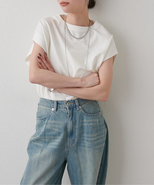 tシャツ 「LARUTA」折り返し袖口タックカットプルオーバー レディース セール】【LARUTA】折り返し袖口タックカットプルオーバー（T