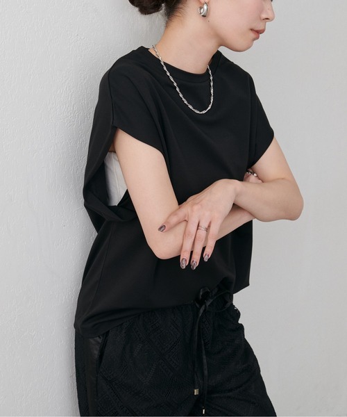 tシャツ 「LARUTA」折り返し袖口タックカットプルオーバー レディース セール】【LARUTA】折り返し袖口タックカットプルオーバー（T