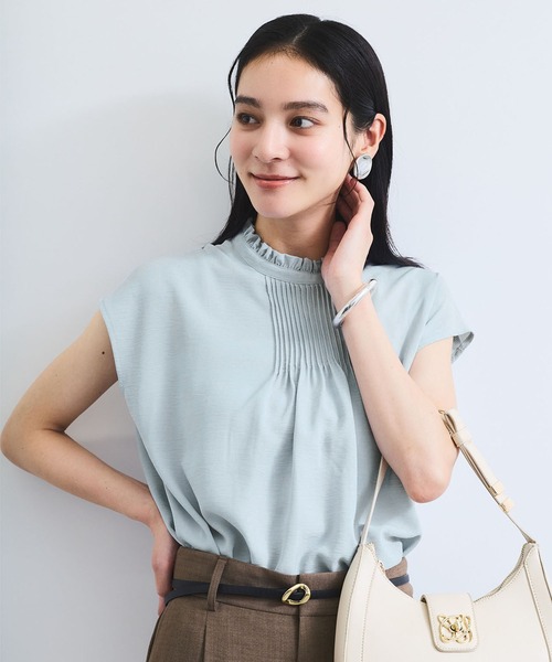 VIS(ビス)の「【接触冷感】エステルローンソフトタッチピンタックブラウス/通勤対応【WEB限定】(シャツ/ブラウス・レディース・ブラック/サックスブルー/ホワイト・FREE)」の1枚目の写真