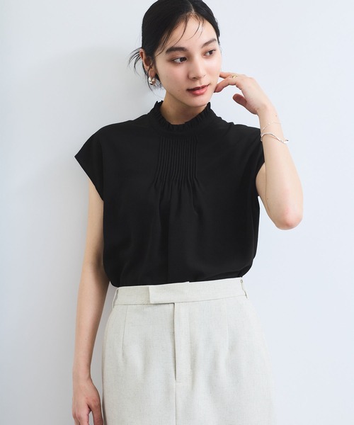 VIS(ビス)の「【接触冷感】エステルローンソフトタッチピンタックブラウス/通勤対応【WEB限定】(シャツ/ブラウス・レディース・ブラック/サックスブルー/ホワイト・FREE)」の3枚目の写真