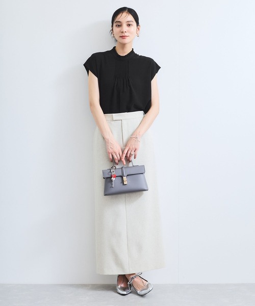 VIS(ビス)の「【接触冷感】エステルローンソフトタッチピンタックブラウス/通勤対応【WEB限定】(シャツ/ブラウス・レディース・ブラック/サックスブルー/ホワイト・FREE)」の4枚目の写真