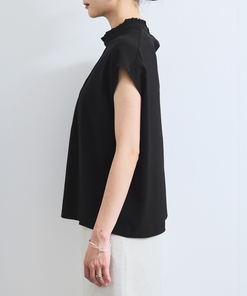 VIS(ビス)の「【接触冷感】エステルローンソフトタッチピンタックブラウス/通勤対応【WEB限定】(シャツ/ブラウス・レディース・ブラック/サックスブルー/ホワイト・FREE)」の7枚目の写真