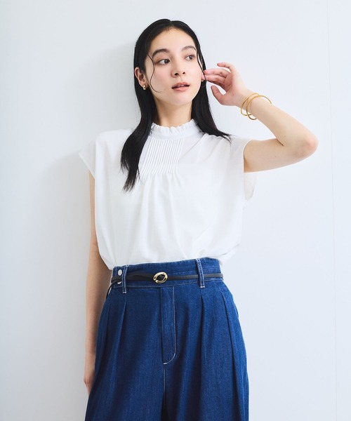 VIS(ビス)の「【接触冷感】エステルローンソフトタッチピンタックブラウス/通勤対応【WEB限定】(シャツ/ブラウス・レディース・ブラック/サックスブルー/ホワイト・FREE)」の16枚目の写真