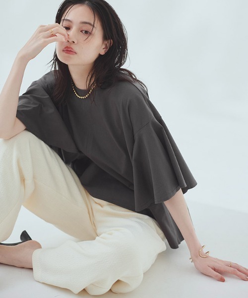 RASW(ラス)の「オーバーフリルTシャツ(Tシャツ/カットソー・レディース・オフホワイト/チャコール・M/L)」の19枚目の写真