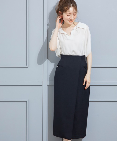 12Twelve Agenda（トゥエルブ　アジェンダ）の「ラップ風ハイウエストタイトスカート（スカート・レディース・ブラック/グリーン/ブラウン・M/S）」の9枚目の写真