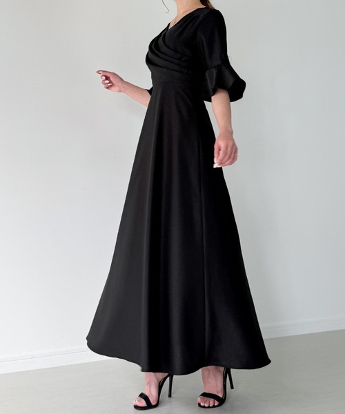 junoah(ジュノア)の「カシュクールドレープワンピース(ワンピース・レディース・ブラック/グレー/ネイビー・SMALL/MEDIUM/LARGE)」の6枚目の写真