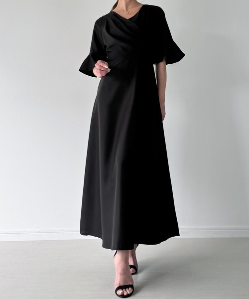 b JENNE カシュクールドレープワンピース 黒 L JENNE カシュクール