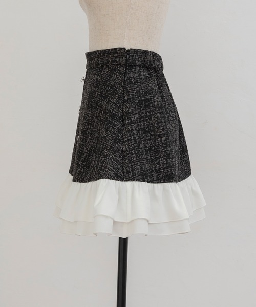 PriCHOU（プリシュ）の「Frill Tweed Skirt/フリルツイードスカート（スカート・レディース・ブラック/イエロー/ホワイト・1/0）」の10枚目の写真