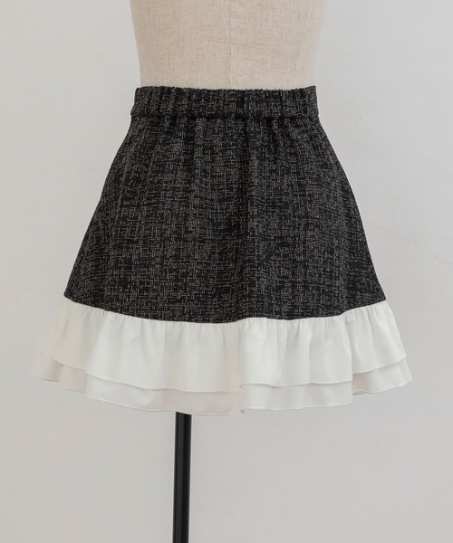 PriCHOU（プリシュ）の「Frill Tweed Skirt/フリルツイードスカート（スカート・レディース・ブラック/イエロー/ホワイト・1/0）」の11枚目の写真