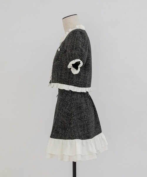 PriCHOU（プリシュ）の「Frill Tweed Skirt/フリルツイードスカート（スカート・レディース・ブラック/イエロー/ホワイト・1/0）」の13枚目の写真