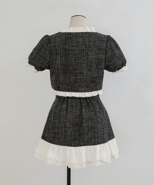 PriCHOU（プリシュ）の「Frill Tweed Skirt/フリルツイードスカート（スカート・レディース・ブラック/イエロー/ホワイト・1/0）」の14枚目の写真