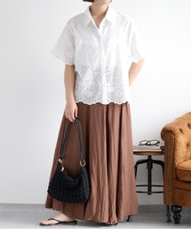 cepo | スカラップレース刺繍 コットンシャツブラウス(シャツ/ブラウス)