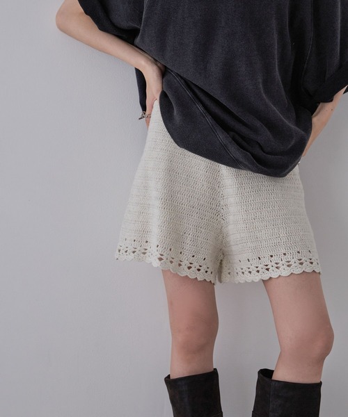 ★新品★Rene★パール ニット ショートパンツ★36★ホワイト★ イージーニットショートパンツ | レディースファッション通販