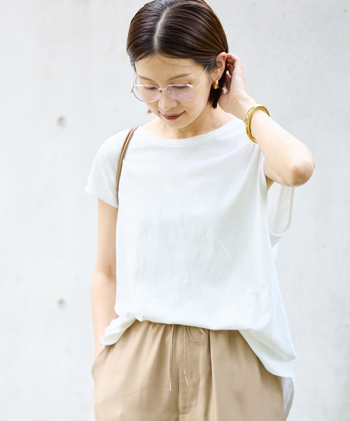 新品タグ付き IENAリネンコンバックノットプルオーバー セール】リネンコンバックノットプルオーバー（Tシャツ