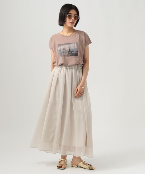 BAYFLOW(ベイフロー)の「フェードシルケットフォトT(Tシャツ/カットソー・レディース・オフホワイト/ピンク/チャコール・FREE)」の5枚目の写真