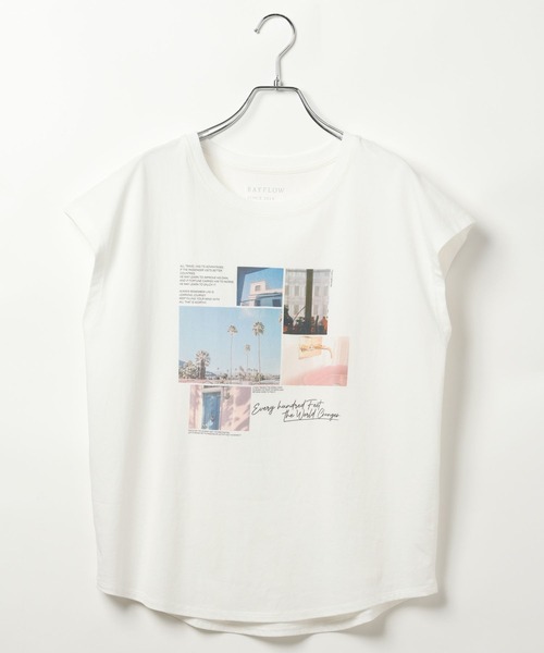 BAYFLOW(ベイフロー)の「フェードシルケットフォトT(Tシャツ/カットソー・レディース・オフホワイト/ピンク/チャコール・FREE)」の7枚目の写真