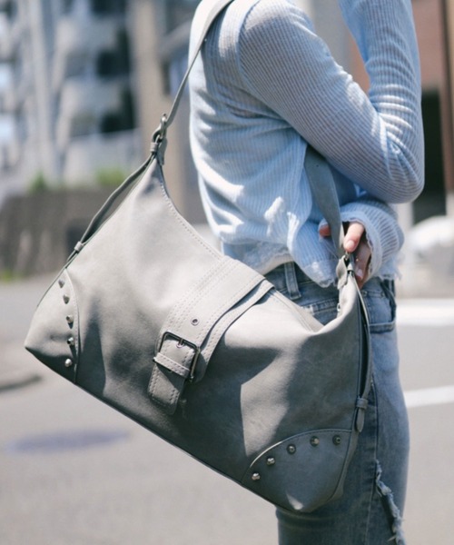 florist（フローリスト）の「ベルトデザイングランジトートバッグ/ショルダーバッグ（トートバッグ・レディース・グレー/ブラウン・FREE）」の2枚目の写真