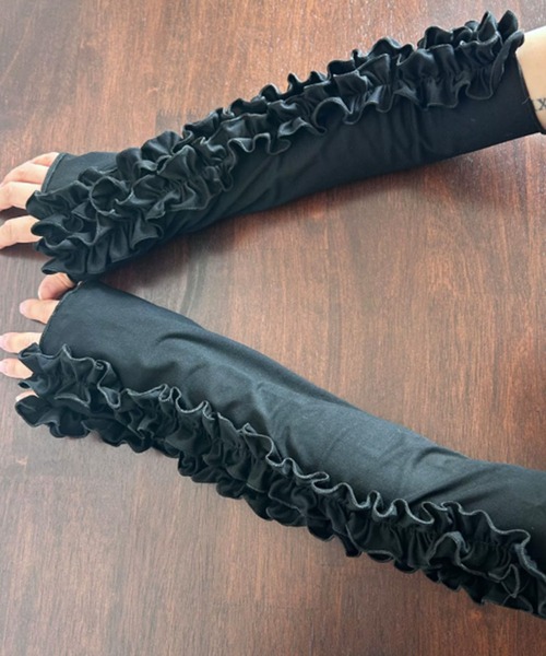 SANSeLF（サンセルフ）の「【SANSeLF】 フリルロングアームカバー  saa25s021（アームカバー・レディース・ブラック/グレー/ホワイト・FREE）」の3枚目の写真