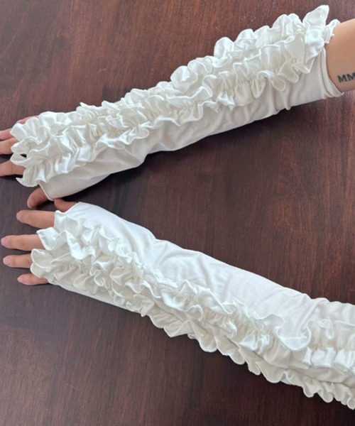 SANSeLF（サンセルフ）の「【SANSeLF】 フリルロングアームカバー  saa25s021（アームカバー・レディース・ブラック/グレー/ホワイト・FREE）」の4枚目の写真