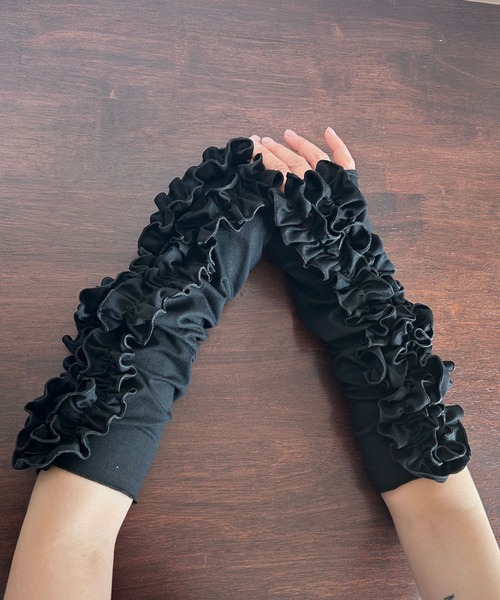 SANSeLF（サンセルフ）の「【SANSeLF】 フリルロングアームカバー  saa25s021（アームカバー・レディース・ブラック/グレー/ホワイト・FREE）」の8枚目の写真