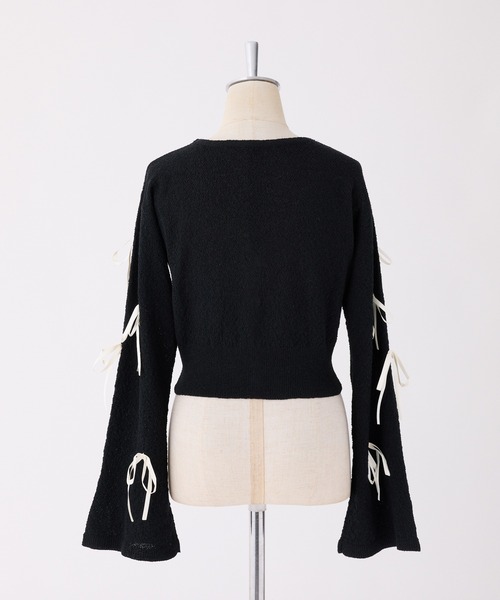 one after another NICE CLAUP(ワンアフターアナザーナイスクラップ)の「【Mode Ribbon Collection】リボンカーディガン(カーディガン/ボレロ・レディース・ブラック/アイボリー・FREE)」の5枚目の写真