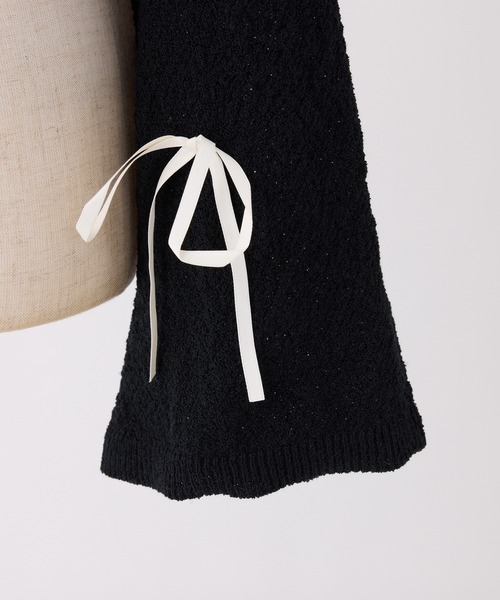 one after another NICE CLAUP(ワンアフターアナザーナイスクラップ)の「【Mode Ribbon Collection】リボンカーディガン(カーディガン/ボレロ・レディース・ブラック/アイボリー・FREE)」の8枚目の写真