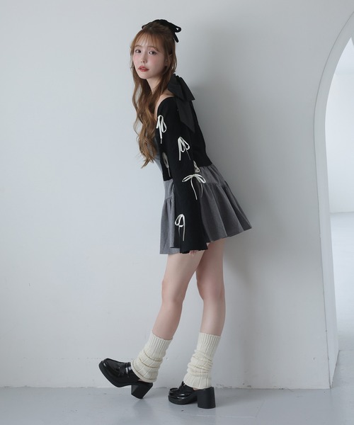 one after another NICE CLAUP(ワンアフターアナザーナイスクラップ)の「【Mode Ribbon Collection】リボンカーディガン(カーディガン/ボレロ・レディース・ブラック/アイボリー・FREE)」の16枚目の写真