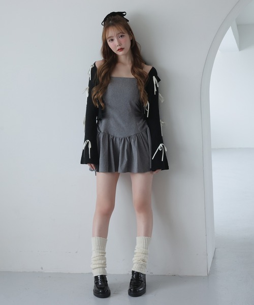 one after another NICE CLAUP(ワンアフターアナザーナイスクラップ)の「【Mode Ribbon Collection】リボンカーディガン(カーディガン/ボレロ・レディース・ブラック/アイボリー・FREE)」の15枚目の写真