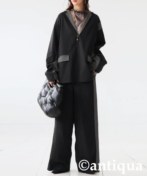 antiqua(アンティカ)の「配色切り替えプルオーバー(その他トップス・レディース・ブラック/グレー・ONESIZE)」の7枚目の写真