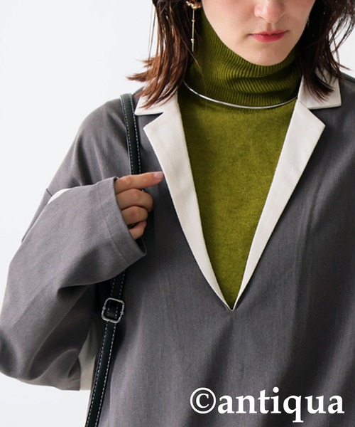 antiqua(アンティカ)の「配色切り替えプルオーバー(その他トップス・レディース・ブラック/グレー・ONESIZE)」の16枚目の写真