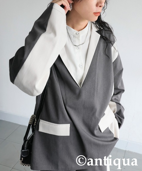 antiqua(アンティカ)の「配色切り替えプルオーバー(その他トップス・レディース・ブラック/グレー・ONESIZE)」の17枚目の写真