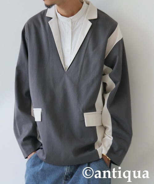 antiqua(アンティカ)の「配色切り替えプルオーバー(その他トップス・レディース・ブラック/グレー・ONESIZE)」の20枚目の写真