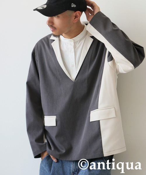 antiqua(アンティカ)の「配色切り替えプルオーバー(その他トップス・レディース・ブラック/グレー・ONESIZE)」の21枚目の写真