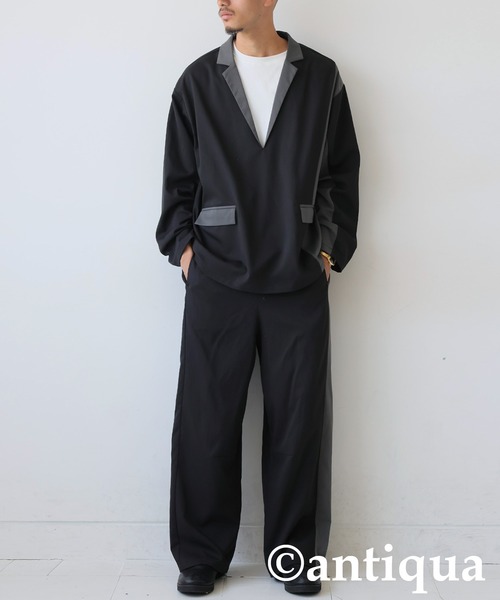 antiqua(アンティカ)の「配色切り替えプルオーバー(その他トップス・レディース・ブラック/グレー・ONESIZE)」の6枚目の写真