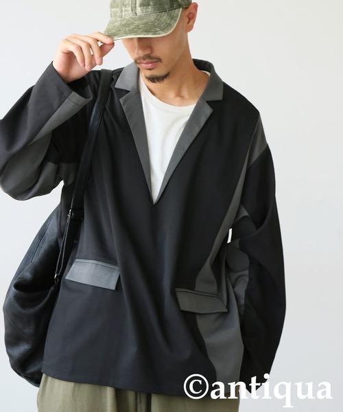 antiqua(アンティカ)の「配色切り替えプルオーバー(その他トップス・レディース・ブラック/グレー・ONESIZE)」の12枚目の写真