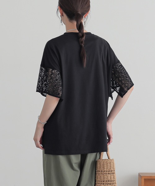 n'OrLABEL(ノアールレーベル)の「レーススリーブカットソー(Tシャツ/カットソー・レディース・ネイビー/オフホワイト/ブラック・2/1)」の16枚目の写真