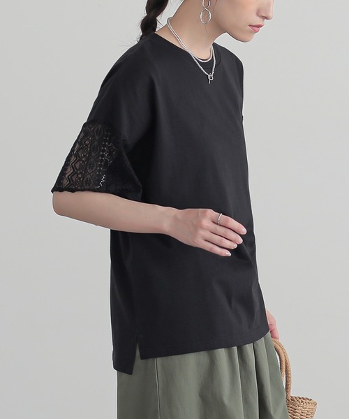 n'OrLABEL(ノアールレーベル)の「レーススリーブカットソー(Tシャツ/カットソー・レディース・ネイビー/オフホワイト/ブラック・2/1)」の14枚目の写真