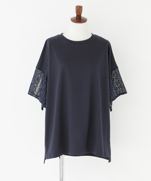 n'OrLABEL(ノアールレーベル)の「レーススリーブカットソー(Tシャツ/カットソー・レディース・ネイビー/オフホワイト/ブラック・2/1)」の7枚目の写真