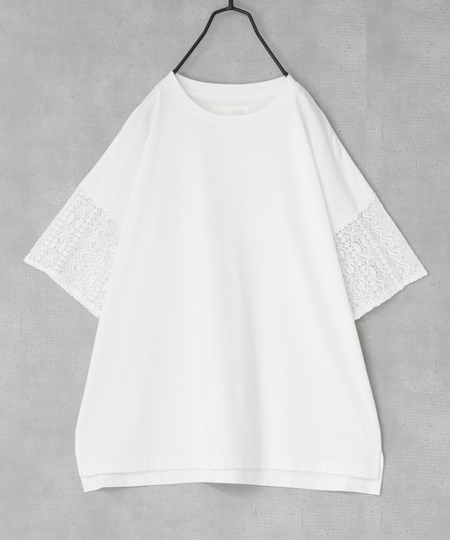 n'OrLABEL(ノアールレーベル)の「レーススリーブカットソー(Tシャツ/カットソー・レディース・ネイビー/オフホワイト/ブラック・2/1)」の6枚目の写真