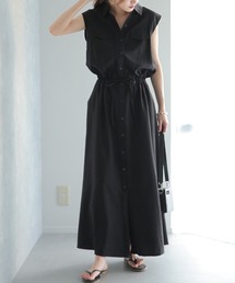 ノースリーブロングシャツワンピース