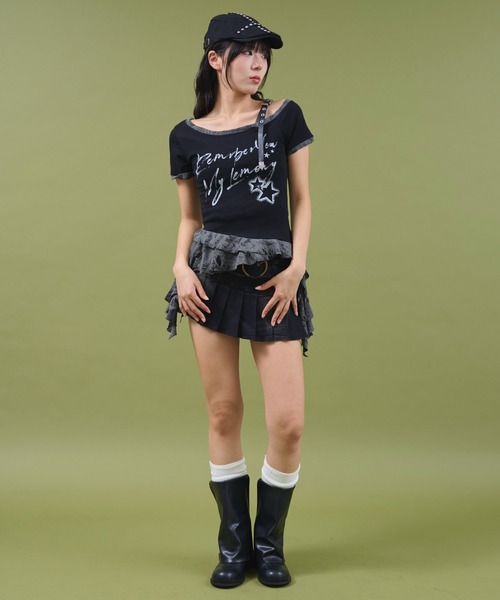 dispark(ディスパーク)の「DISPARK/ベルトショルダーフリルT(Tシャツ/カットソー・レディース・ホワイト/ブラック・FREE)」の10枚目の写真