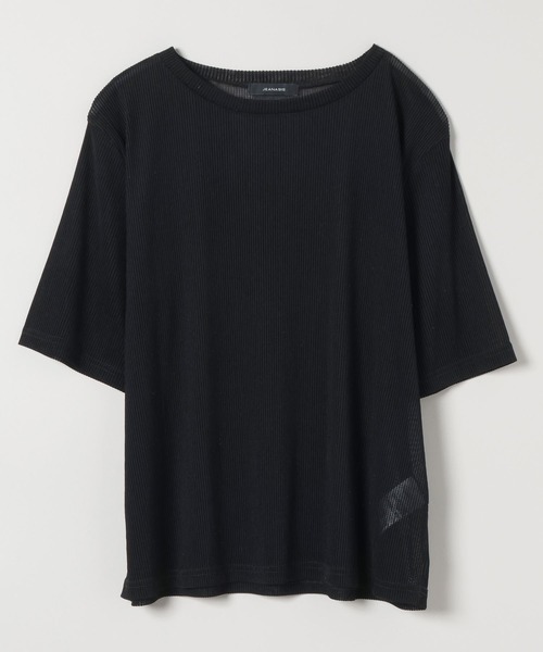 JEANASIS(ジーナシス)の「ストライプシアーベロアTEE SS/586066(Tシャツ/カットソー・レディース・ブラック/グレイッシュベージュ/ブラウン・FREE)」の2枚目の写真