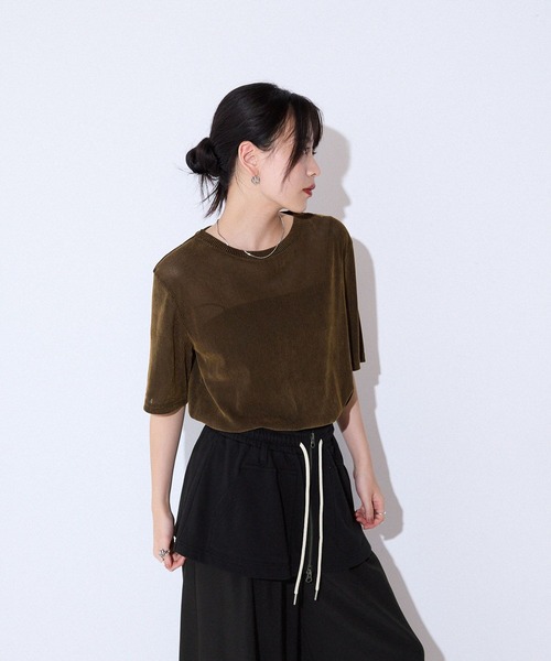 セール】ストライプシアーベロアTEE SS/586066（Tシャツ
