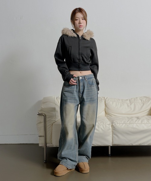 UNE MANSION(ユヌマンション)の「サイドプルディングバルーンシルエットウォッシングデニムワイドパンツ(デニムパンツ・レディース・ブルー/ブルー系その他/ブラック・LARGE/MEDIUM/SMALL)」の20枚目の写真