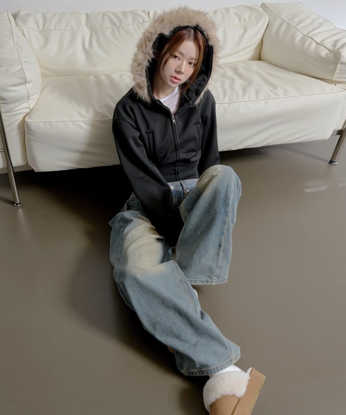UNE MANSION(ユヌマンション)の「サイドプルディングバルーンシルエットウォッシングデニムワイドパンツ(デニムパンツ・レディース・ブルー/ブルー系その他/ブラック・LARGE/MEDIUM/SMALL)」の22枚目の写真