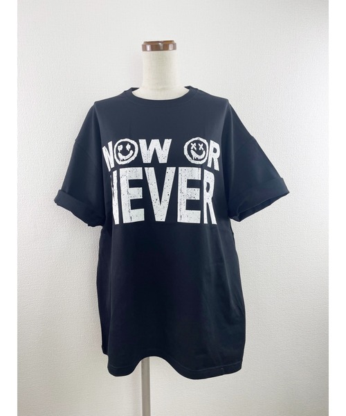 WORLD WIDE LOVE!（ワールドワイドラブ）の「N.O.N BIG TEE（Tシャツ/カットソー・レディース・オフホワイト/サックスブルー/ブラック・1）」の3枚目の写真
