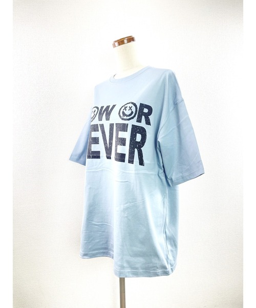WORLD WIDE LOVE!（ワールドワイドラブ）の「N.O.N BIG TEE（Tシャツ/カットソー・レディース・オフホワイト/サックスブルー/ブラック・1）」の8枚目の写真